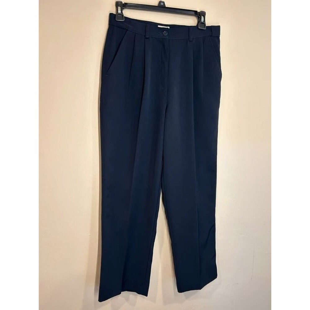 L.L. Bean Women's 8 Reg Pleated Trouser Pants Navy Work Dressy